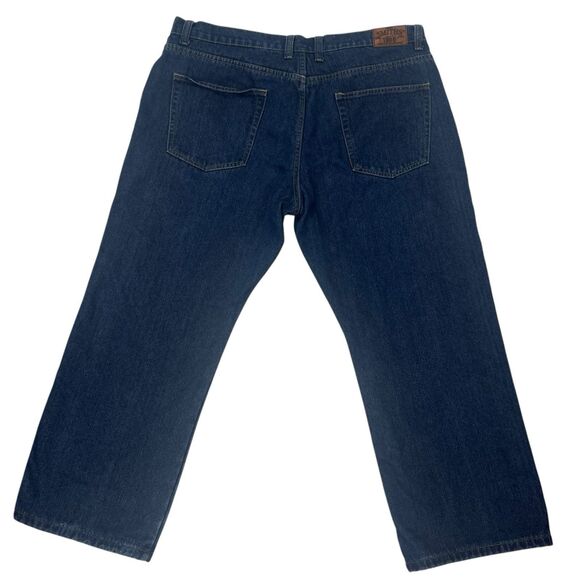 Smiths Workwear Mens 42X30 Dark Wash Flannel Lined Heavy Duty Straight Leg Jeans - Picture 2 of 5